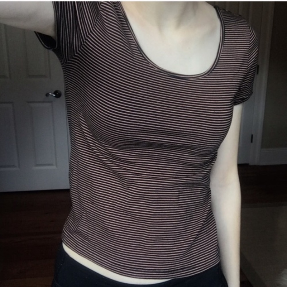 F21 Brown and black stripe Top - Picture 1 of 3